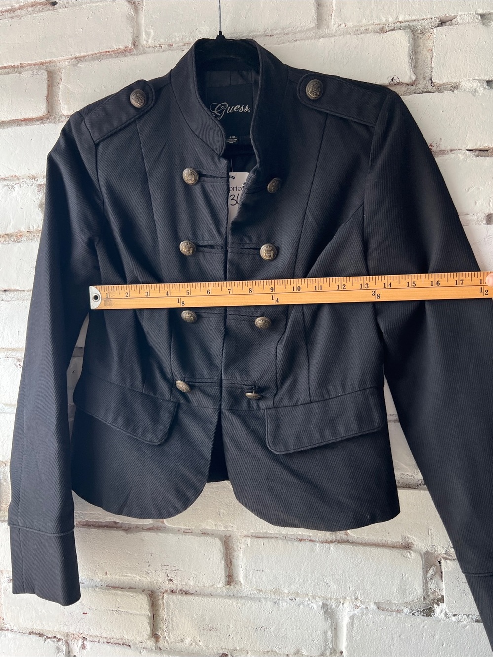 Guess Women's Military-Style Blazer Jacket in Black with Brass Buttons - Picture 6 of 7